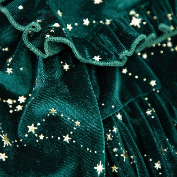 Marie Nicole Clothing Emerald Starry Night Velvet Ruffle Dress Size 8 - Picture 3 of 6